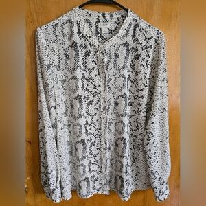 J. Crew Black and White Snake Print Blouse